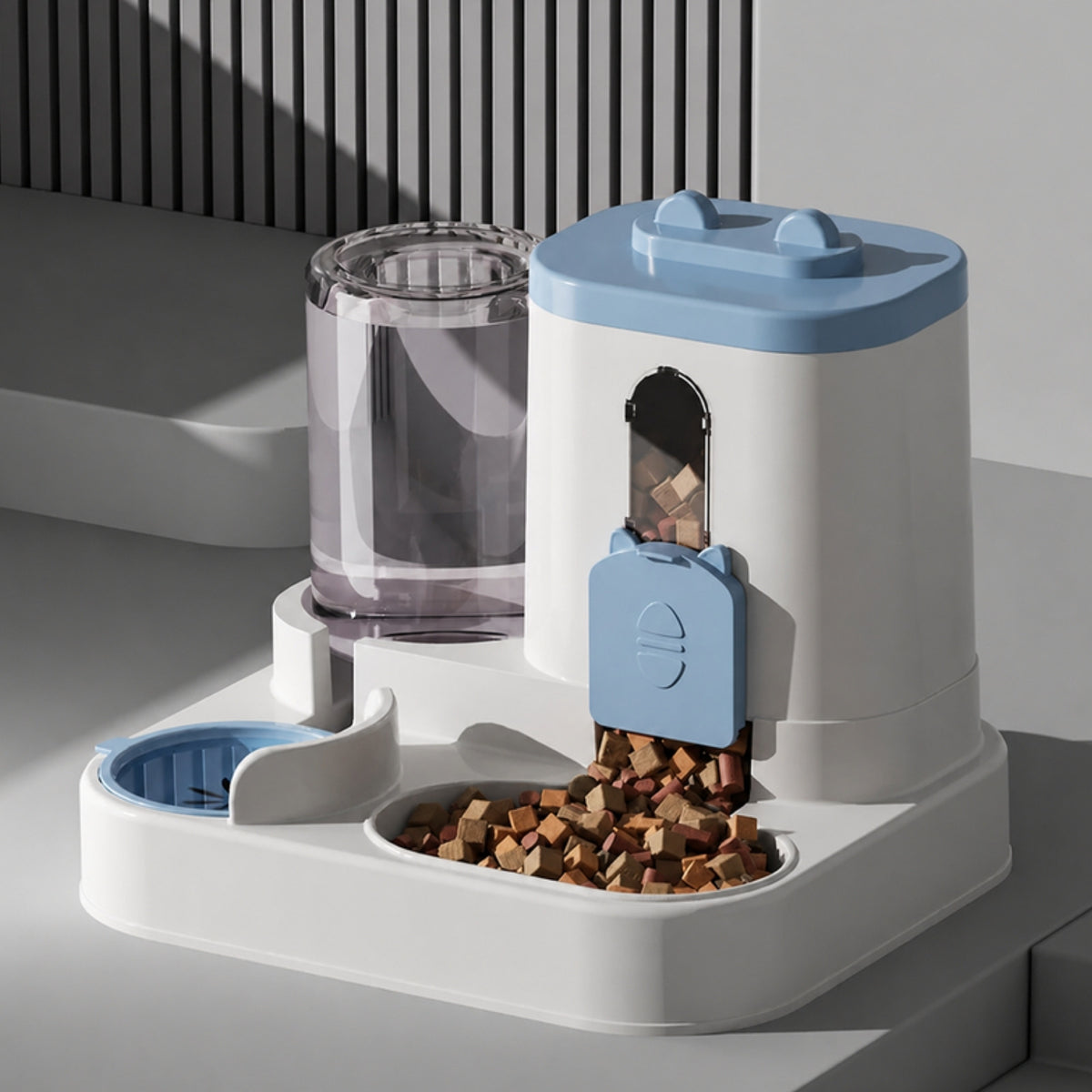 Distributeur croquettes et eau 2 en 1 – bleu