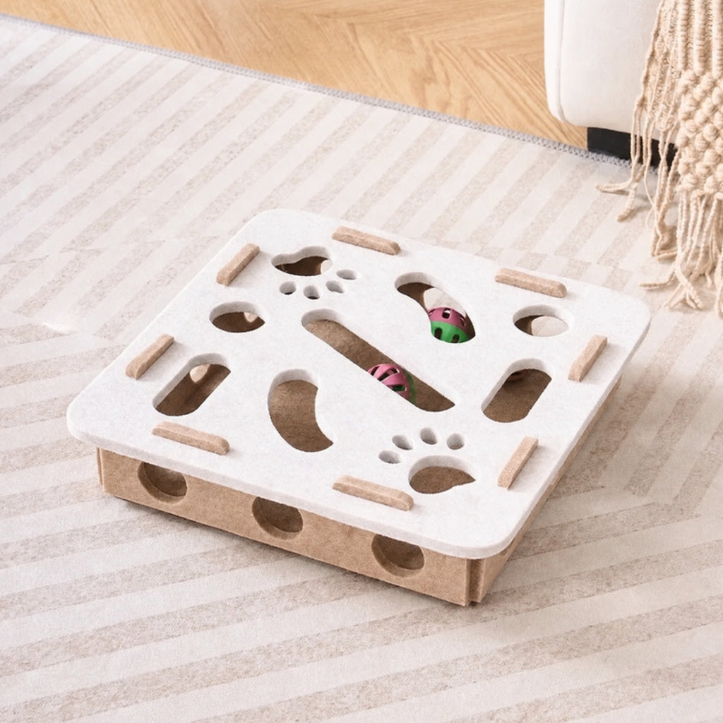 Boîte de jeu en feutre beige carrée