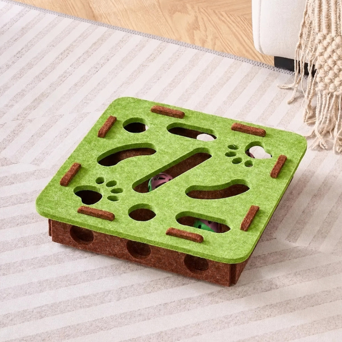 Boîte de jeu en feutre verte carrée
