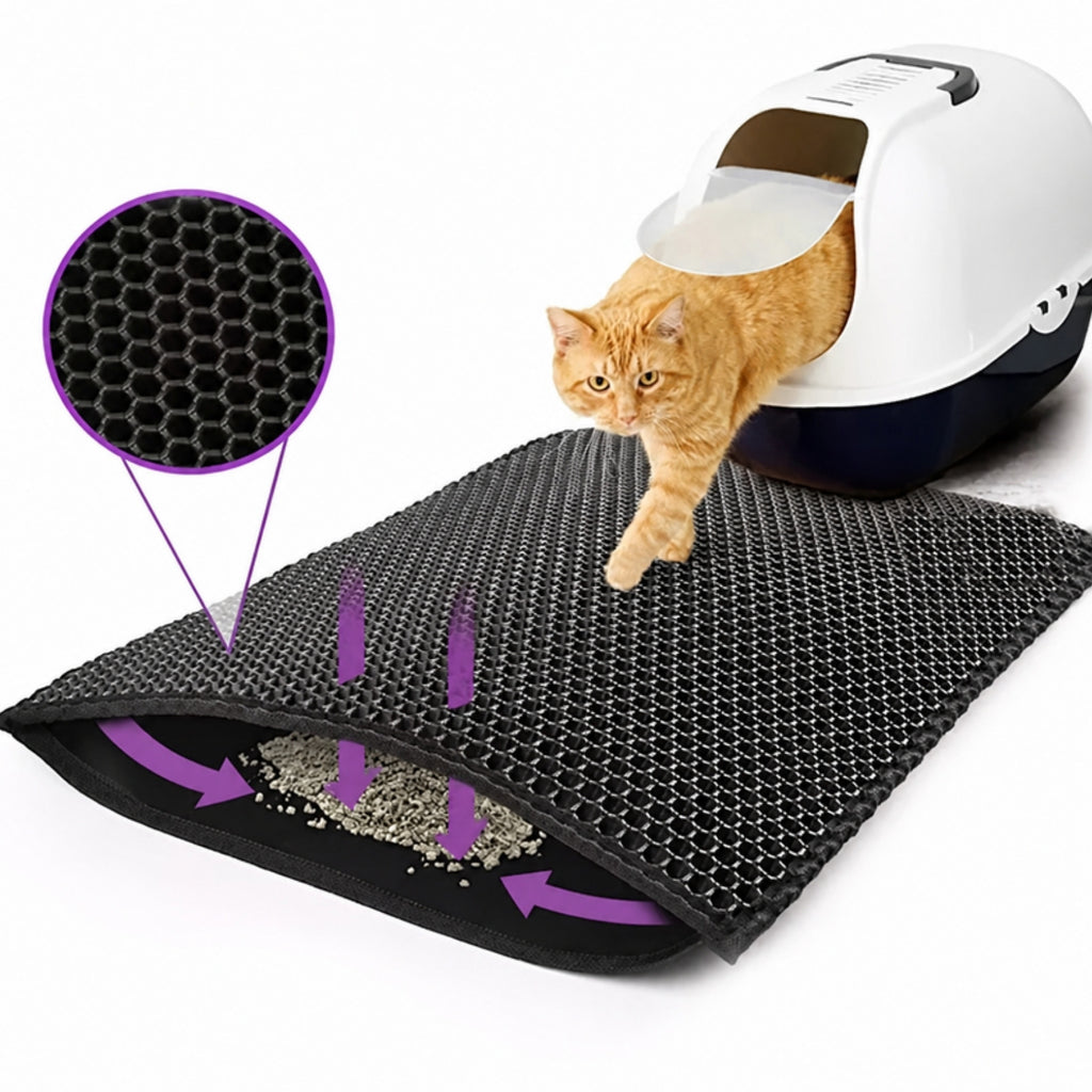 Tapis de litière double couche qui retient les grains