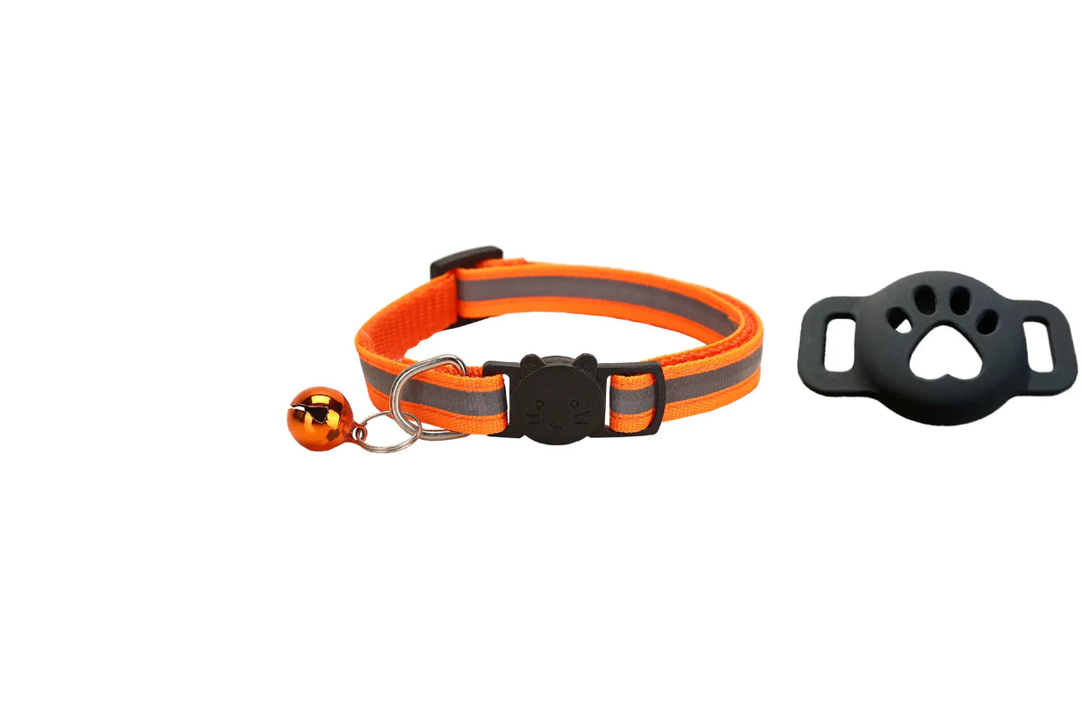 Collier traceur orange avec étui patte